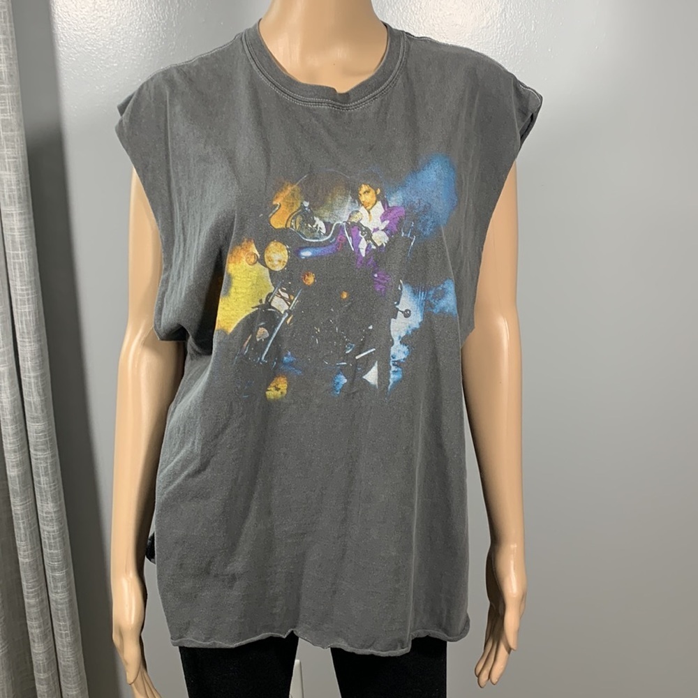 Vintage Prince Purple Rain Cut Off Sleeveless One Size T Shirt